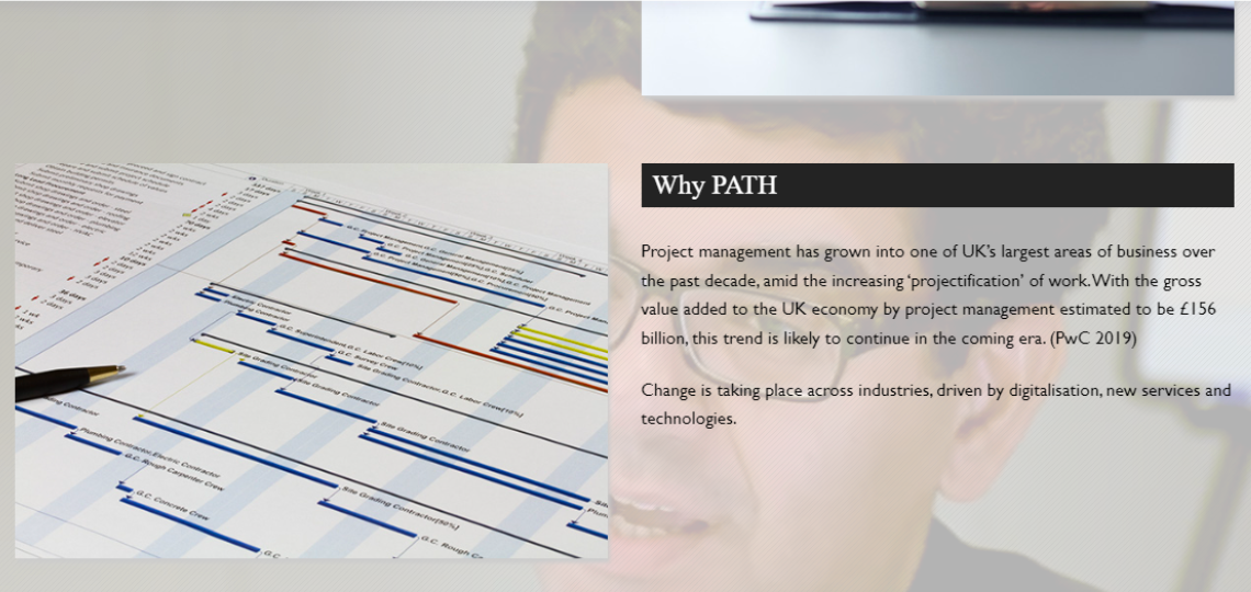 Image of the founder of PATH-HIVE with a brief text about the importance of projects to the UK economy